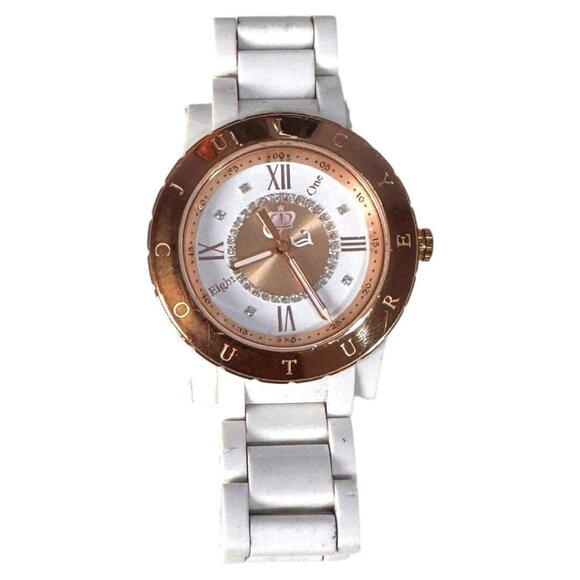 Juicy Couture Women 1901591 HRH Rose Gold Plastic white Band Watch - Picture 1 of 5